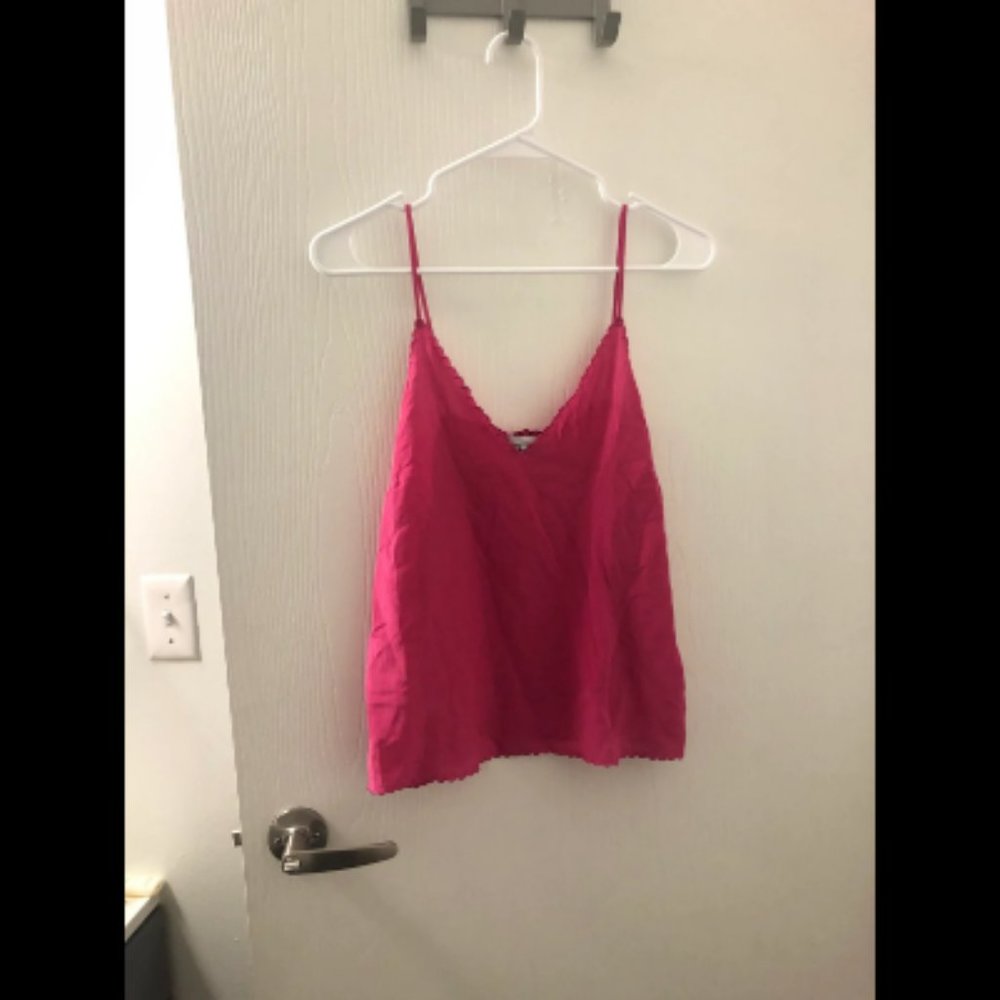 & Other Stories Pink Silk Scalloped Tank Top Sz 4